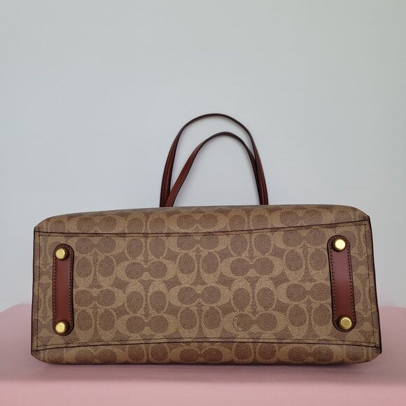 COACH Willow Large Tote In Signature Canvas with Interior Zip Pocket- Tan Rust⭐ - Picture 9 of 16